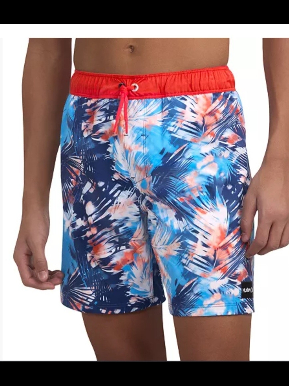 Hurley Tropical Print Swim Shorts in Navy, Blue & Coral